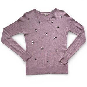 Jeweled Heather Lavender Lightweight Crewneck Sweater Size M